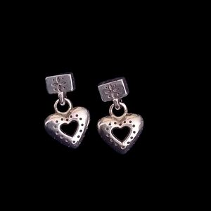 Brighton Silver Heart Charm Earrings